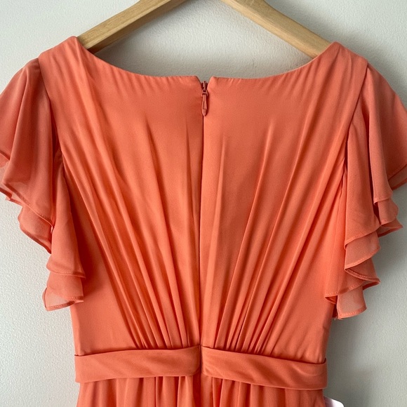 Azazie A-Line Ruched Chiffon Floor-Length Dress Sunset - Picture 8 of 11